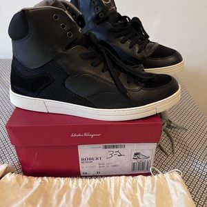 Black hi top sneakers, sz 10, black, Salvatore ferragamo!!!